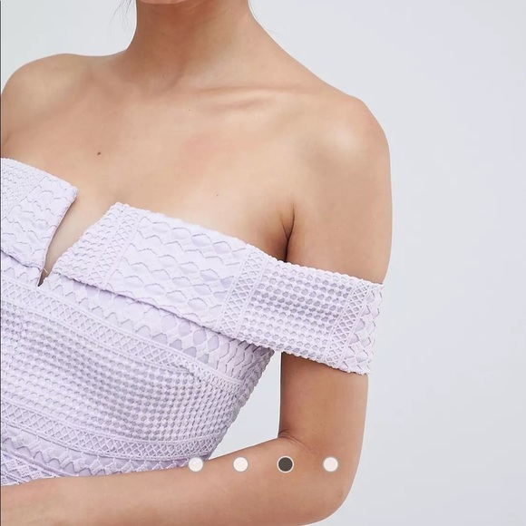 Missguided ASOS Bardot V Neck Bodycon Mini Peach Dress - Picture 5 of 10